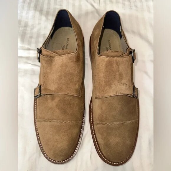 Banana Republic Marden Men’s Tan Suede Monk Strap Dress Shoes Size 10 NEW